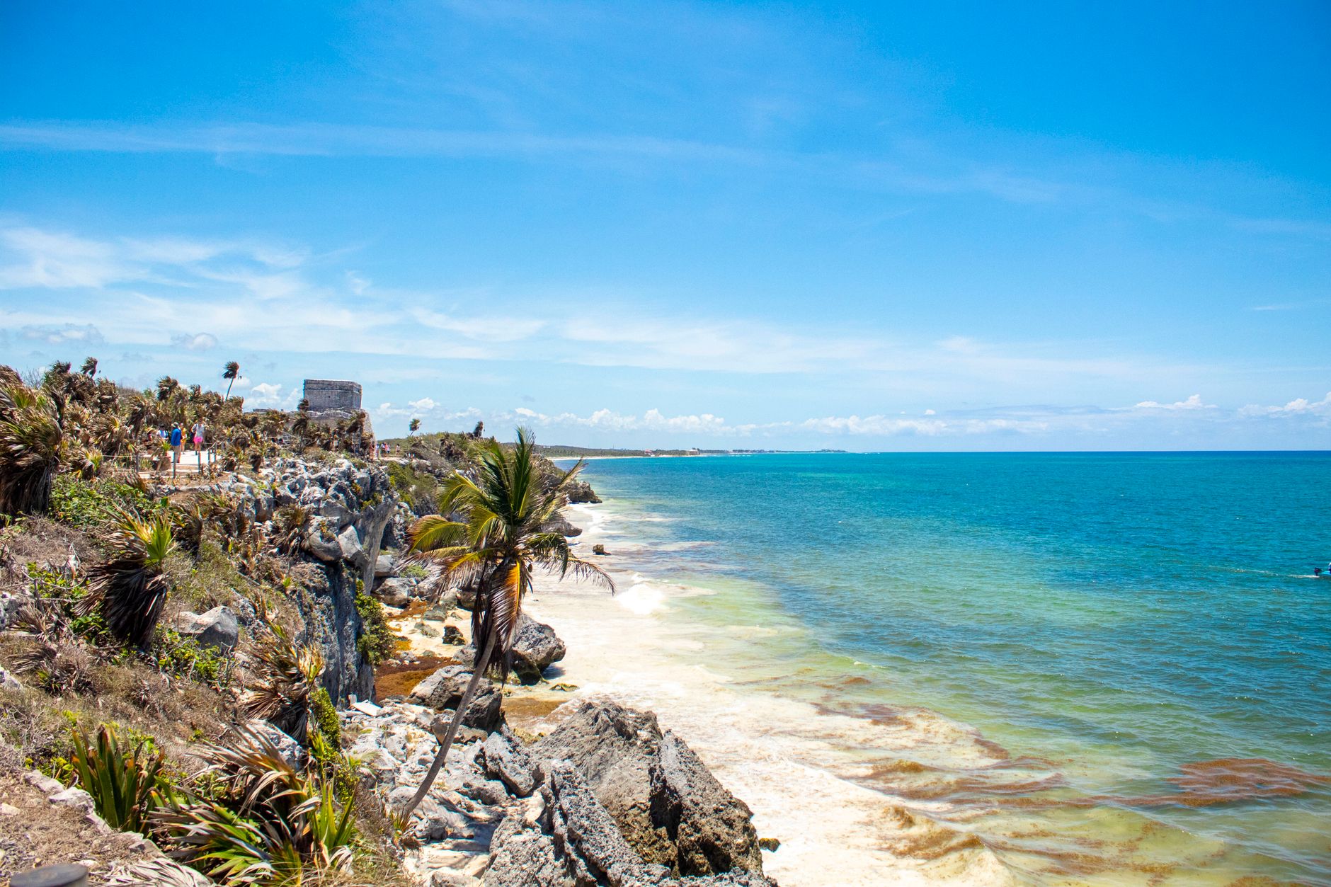 Ruinas mayas frente al mar Caribe en Tulum